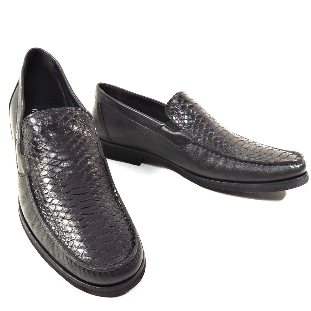 GOODMAN 🇮🇹 MEN'S BLACK SOFT PYTHON LEATHER COMFORT LOFERS